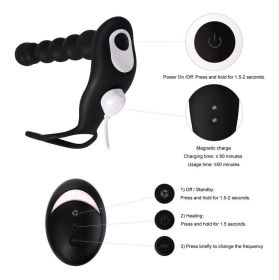 Anal Bead 10 Modes Adult Sex toys with Remote Control -Anal Stimulator Vibrating Anus Plug for Men;  Women and Couples Butt Plug;  Soft Silicone