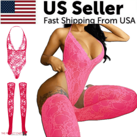 Women Lace Sexy Lingerie Nightwear Babydoll Sleepwear Bodysuit Dress (Lingerie Size: Extra Large, Lingerie Color: Pink)