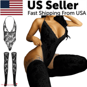Women Lace Sexy Lingerie Nightwear Babydoll Sleepwear Bodysuit Dress (Lingerie Size: Small, Lingerie Color: Black)