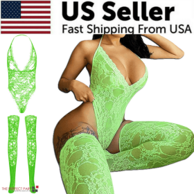 Women Lace Sexy Lingerie Nightwear Babydoll Sleepwear Bodysuit Dress (Lingerie Size: Extra Large, Lingerie Color: Green)