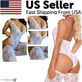 Women Lace Sexy Lingerie Nightwear Babydoll Sleepwear Bodysuit Dress (Lingerie Size: Medium, Lingerie Color: White)