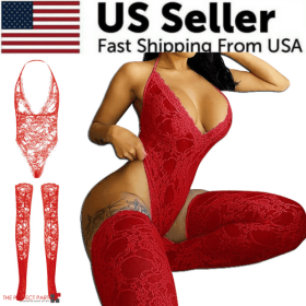 Women Lace Sexy Lingerie Nightwear Babydoll Sleepwear Bodysuit Dress (Lingerie Size: Extra Large, Lingerie Color: Red)